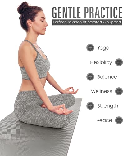 ROMIX Yoga Mat Thick 10Mm, Non-Slip Exercise Mat, 72 X 24 In, NBR - color: Gray