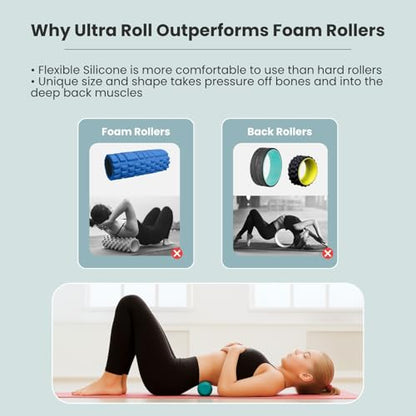 Foam Back Roller for Back Pain Relief, Upgraded to Flexible Silicone, Ultra Roll Takes Pressure off the Bones and Into the Deep Muscles, Softer than Hard Foam Rollers but Delivers Deeper Muscle Relief