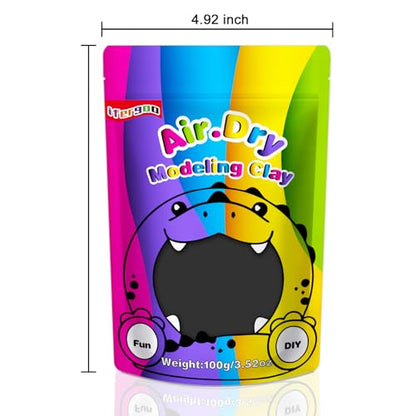 ifergoo 100g Black Air Dry Clay, 3.5oz DIY Creative Modeling Clay for Kids | Refill Foam Magic Clay for School Art & Craft Project, Slime Supplies, Ultra-light & Soft, Gift for Age 3-12 Boys & Girls - color: Black/100g