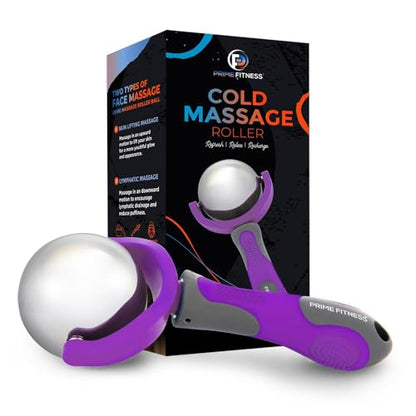 PRIME Fitness Cold Massage Roller Ball | Cold Therapy | Ice Roller Ball with Handle | cryo Stick | Relieve Muscle Pain (Purple) - color: Purple