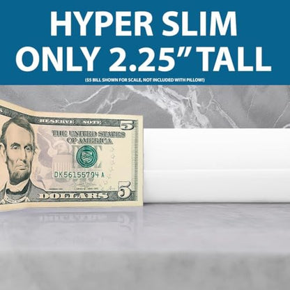 Bluewave Bedding Hyper Slim Gel Memory Foam Pillow for Stomach and Back Sleepers - Thin, Flat Design for Cervical Neck Alignment and Deeper Sleep (2.25-Inches Height, King Size) - size: 2.25"H (King), style: Gel Memory Foam