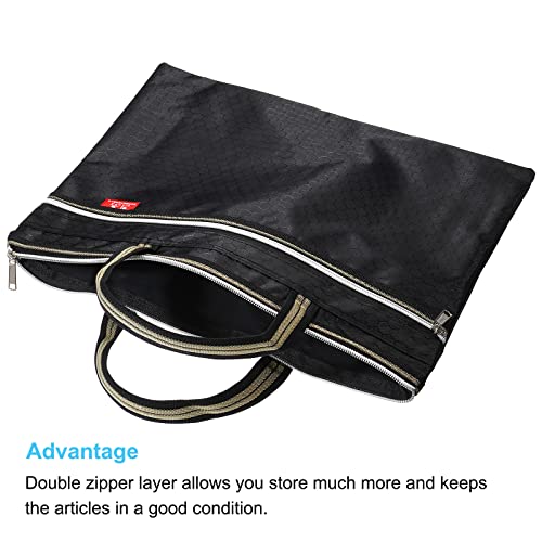 PATIKIL Waterproof Zipper File Bag, Documents Storage Zip Pouch, Black | 11x14inch Bag Books Tools for Office Travel - color: Black