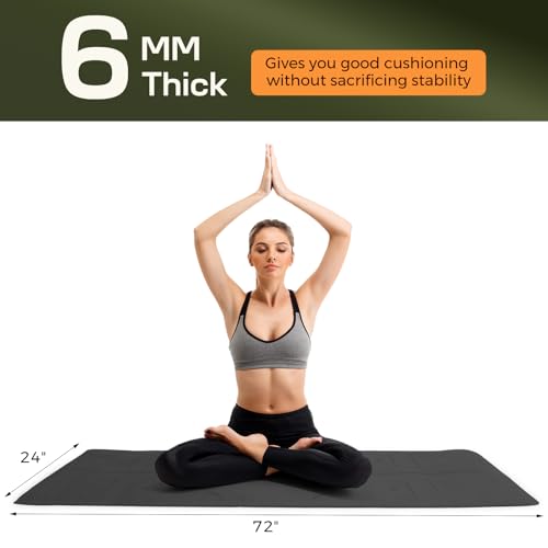 U&M Yoga Mat Non Slip, 0.24" Thick 72"x24" TPE Yoga Mats for Women Men, Anti-Tear Exercise & Fitness Mat with Carrying Strap, Workout Mats for Yoga, Pilates and Floor Exercise