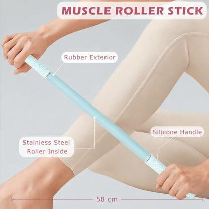 Muscle Roller Stick - Massage Roller for Myofascial Release & Deep Tissue Massage for Legs, Back, Shoulders - Relieve Soreness & Improve Recovery Blue 22.8inch - color: Blue-58cm