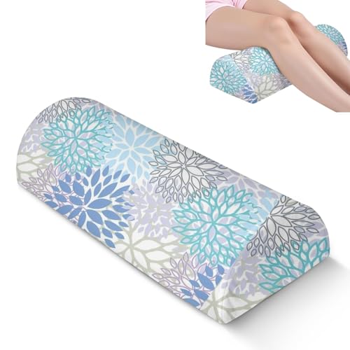 Knee Pillow for Back Sleeping – Half Moon Bolster Pillow for Legs,Under Knee While Sleeping Support, Leg & Back Pain Relief (21.5x9x5 Inches),Machine Washable Cover - color: Blue