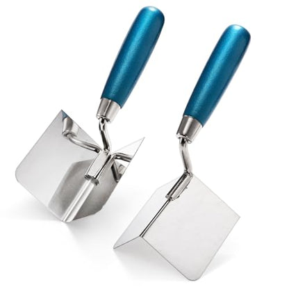 Peohud 2 Pieces Drywall Corner Tool Set, Inside and Outside Corner Knife, Stainless Steel Corner Trowel, Concrete Finishing Tool for Plastering Bricklaying Corner Finishing Work