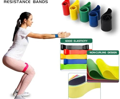 Resistance Loop Exercise Bands with Instruction Guide and Carry Bag, Set of 5