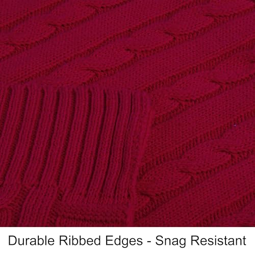 NTBAY Cotton Cable Knit Throw Blanket, 51 x 67, Red - color: Red, size: Throw(51"x67")
