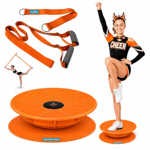 Cheer Flyer Stunt Trainer Balance Board & Leg Stretching Strap 2 Pc Set | For cheer flyers, dance, ballet, gymnastics, flexibility, stability, core strength and home practice