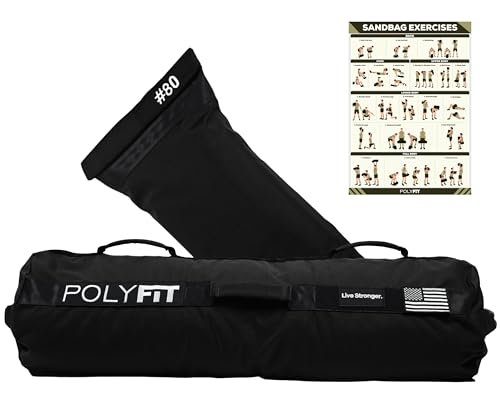 Polyfit Workout Sandbag Pro - Exact Sizing with Triple Closure Filler Bag - color: BLACK, size: 80 LB