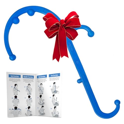 LiBa Deep Tissue Back Neck Massager Theracane for Pain Relief Blue | Pressure trigger point massage tool for full body, pain relief tool, reaches between shoulder blades, BPA-free - color: A. Blue