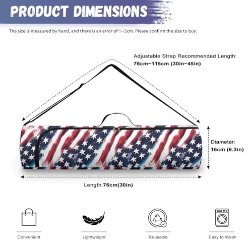 Yoga Mat Bag for Women & Men Full-Zip Yoga Mat Carrier Bag for Class Workout Park with Adjustable Strap - color: American Flag00