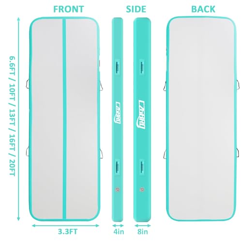 Air Mat Tumble Track, Gymnastics Mats Tumbling Track with Electric Air Pump for Home Use Cheerleading Training Kids Gym Yoga - color: Green, size: 10ftx3.3ftx4inch