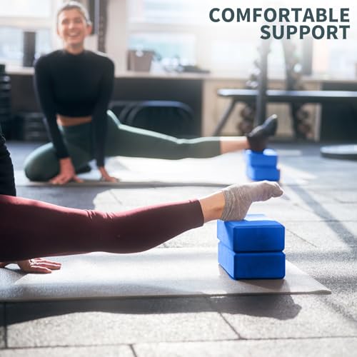 Yoga Blocks 2 Pcs, 9"x6"x3" Yoga Brick Foam Blocks EVA Foam Block Yoga Props Accessories for Yoga Pilates Stretching and Meditation - color: Deep Blue