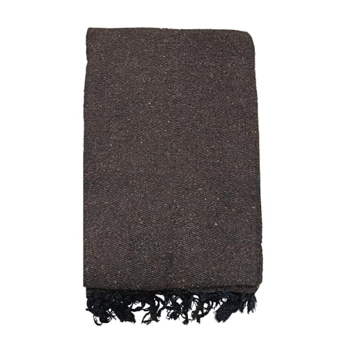 Open Road Goods Solid Color Mexican Yoga Blanket – Large Handwoven Throw for Yoga, Beach, Camping or Home – Soft and Durable Cotton Blend - color: Dark Brown