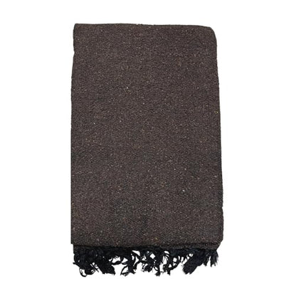 Open Road Goods Solid Color Mexican Yoga Blanket – Large Handwoven Throw for Yoga, Beach, Camping or Home – Soft and Durable Cotton Blend - color: Dark Brown