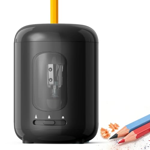 deli Electric Pencil Sharpener,3 Sharpness Modes,Battery Operated(6.5-8mm) | for No.2/Colored Pencils,Portable Pencil Sharpener for Classroom/School/Home/Office, Black - color: Black