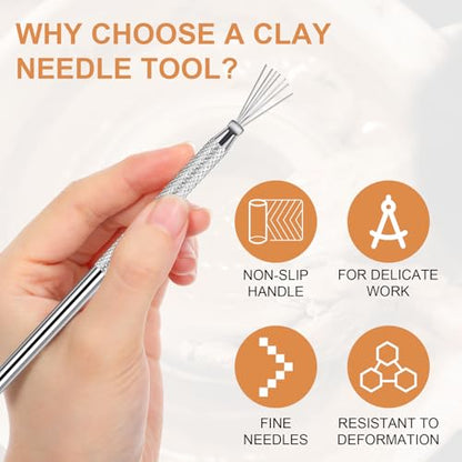 4 Pcs Ceramic Tools Polymer Clay Wire, Ymapinc Feather Wire Scoring Tool Pottery Tools Clay Needle Ceramics Texture Tool for Ceramic Sculpting Texturing Modeling Scoring Pottery Supplies