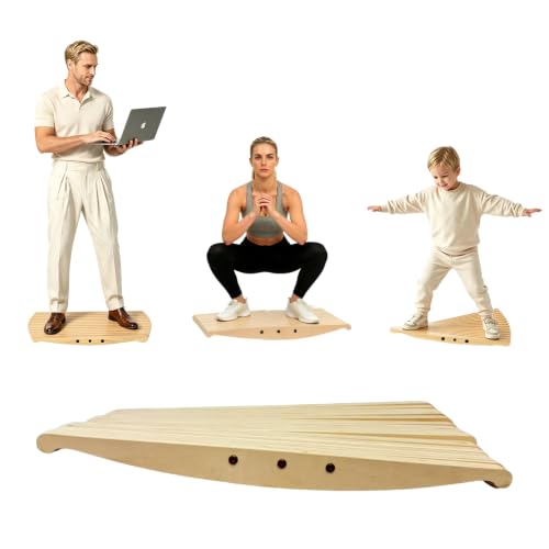 Wooden Balance Board for Standing Desk, 360° Wobble Board Anti-Fatigue Rocker with Anti-Slip Surface, 440 lbs Capacity, Core Strength Trainer, Foot Stretcher, Physical Therapy, Plantar Fasciitis Relief