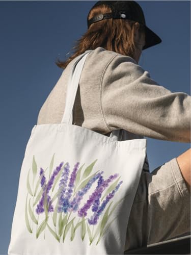 Aesthetic Canvas Tote Bag for Women with Inner Pocket - color: Lavender