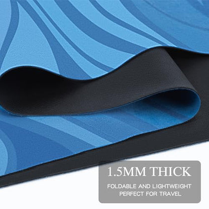 Foldable Yoga Mat, 1.5mm Thick Exercise Yoga Mat With Carry Bag | 72" L x 24" W, Non-slip Suede Fitness Travel Yoga Mat for Hot Yoga, Exercise, Pilates, Home & Gym Use, 3 lbs - color: Blue