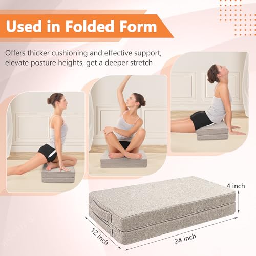 Rectangular Yoga Bolster Pillow Foam Wedge Meditation Floor Pillow for Adults, Large Meditation Cushion Floor Seat, Yoga Pillow Cushions for Sitting, Meditation, Outdoor
