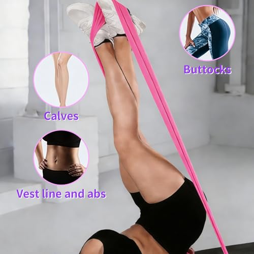 Resistance Bands Long Non-Latex Elastic Stretch Bands Work Out Band for Working Out Women or Men, Exercise Bands Set Yoga, Pilates, Gym, - color: Pink-10/15lb, size: 5ft/6.5ft