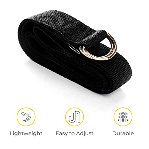 Bulk Yoga Straps, 10 Pack, 6ft, D-Ring Buckle | Adjustable Leg Stretching Strap for Muscle and Hamstring Stretch - Exercise Strap for Home,Gym, Schools and Studio - color: Black