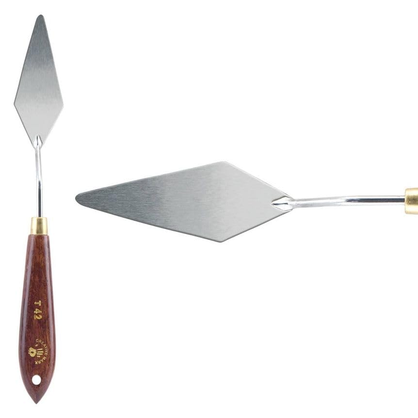 Creative Mark Stainless Steel Palette Knife Painting Tools - Paint Palette with Wooden Handle - Variety of Shapes and Sizes - 42T, 3-1/4 in - color: 42t, size: 3-1/4 in