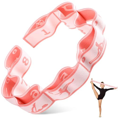 Stretch Strap for Kids Elastic Gymnastic Stretching Ballet Dance Band with 8 Loops Adjustable Exercise Training Resistance Strap for Children Stuff Pilates Latin Yoga Equipment - color: Pink