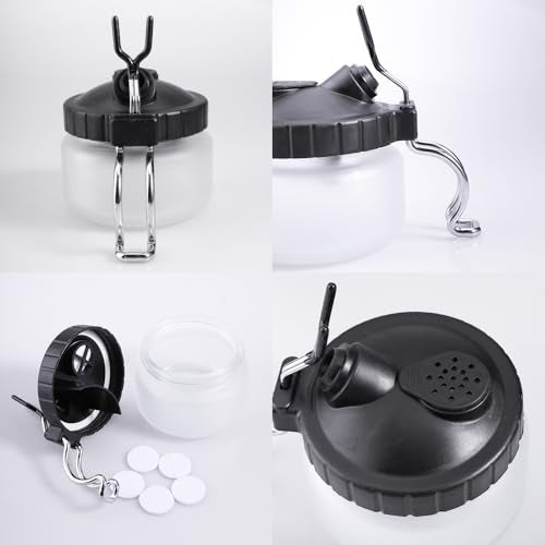 Langlengtec Airbrush Cleaning Pot Glass Jar Bottle Ideal for Air Brush Clean and Holder