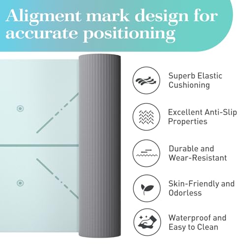 Yoga Mat 8mm Thick - Non Slip Workout Mat, 72x 26x 0.31 inch Exercise Mat with Alignment Mark, Anti-Tear Exercise & Fitness Mat for Yoga, Pilates & Floor Workouts, Carry Strap Included