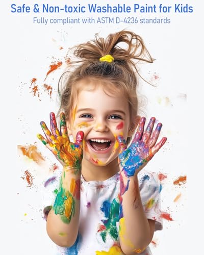 Nicpro 6 Colors Large Washable Paint Set (69 oz, 2040ml), Acrylic Bulk Paint Supplies Non Toxic Children Tempera Paint for Art, Craft DIY, Poster & Finger Paint, School, Home,Classroom | Paint Supplies Non Toxic Children Tempera Paint for Art, Craft DIY,
