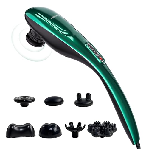 MEGAWISE Handheld Deep Tissue Neck Back Electric Massager for Shoulder, Waist, Leg, 3700 RPM Powerful Motor (Green) - color: Green