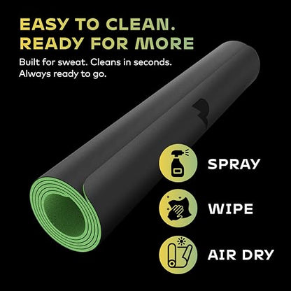 Reversible Yoga Mat - 5mm Thick Dual Sided Non-Slip Exercise Mat Made with 100% Recyclable Natural Rubber Eco-Friendly Fitness Pad for Core Training, HIIT, Pilates & Home Gym 26x71"