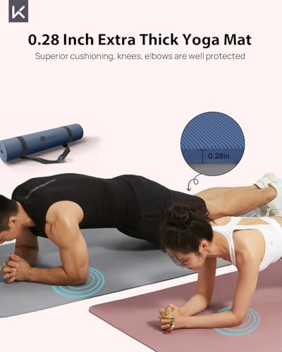 KEEP Extra Wide Yoga Mat, 7mm Thick 72" x 32" Exercise Mat | 7mm thick Extra wide yoga mat with carry strap for home workout, yoga, exercise and Pilates - color: Navy Blue