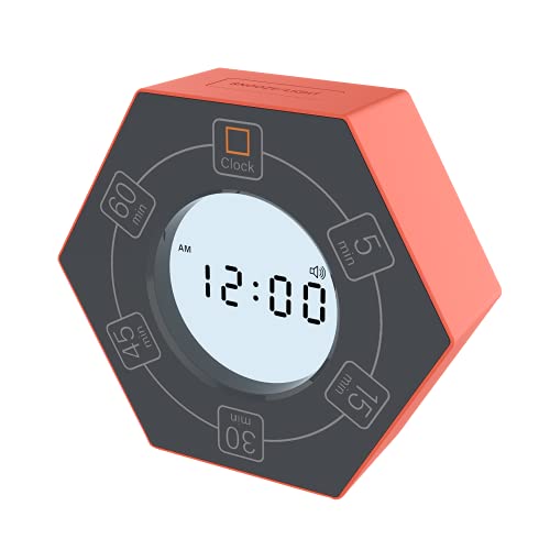 Hexagon Rotating Productivity Clock, Pomodoro Timer with 5,15, 30, 45, 60 Minute Presets, Timer for People with ADHD (Orange) - color: Orange - 5, 15, 30, 45, 60 Min
