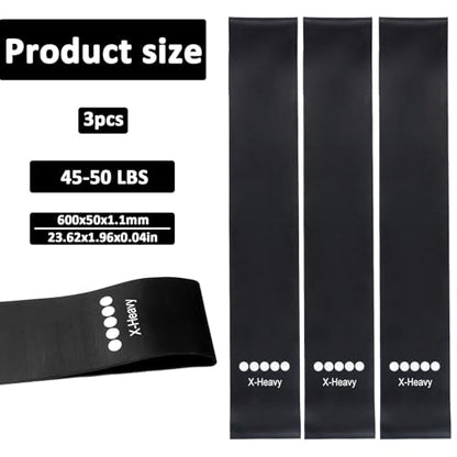 Ring Resistance Bands X-Heavy Heavy Duty Resistance Ring Total Body Fitness Exercise Bands Must Have for Working Out Fitness Leg Strength Training Yoga Men and Women Black 3 Pieces