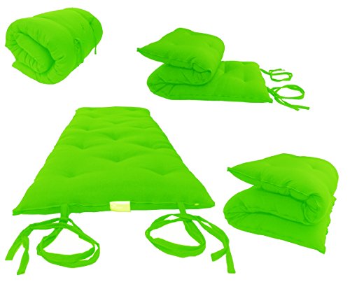 Twin Size Traditional Japanese Floor Futon Mattresses, Tatami Foldable Cushion Mats, Yoga, Meditaion 80 x 39 x 3 (Light Green) - color: Light Green