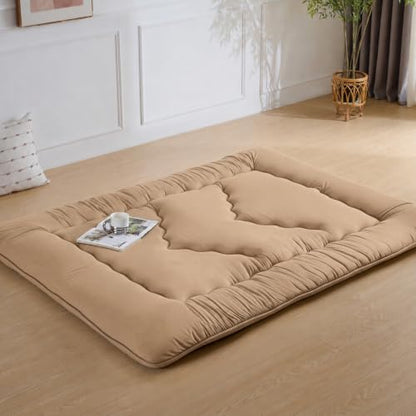 Japanese Floor Mattress,3.5" Thicken Futon Mattress Tatami Mat - color: Light Coffee, size: Twin (80”L × 39“W)