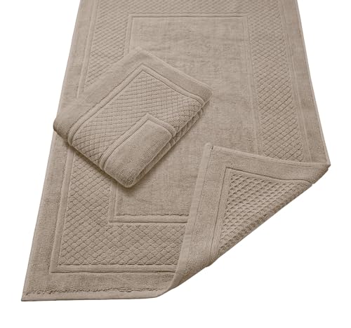 Avalon Towels Beige Bath Mat - 100% Cotton Set of 2 Absorbent Bathmat - Bathroom Mats Quick Dry Bath Mats for Bathrooms (22x34 Inches) - color: Beige, size: Pack of 2