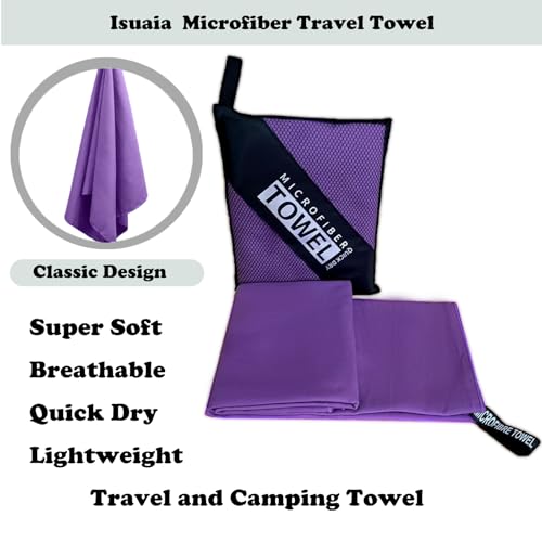 Reusable Quick Dry Beach Towels,Microfiber Travel Towel,Compressed Lightweight Bath Towel for Beach Hiking Gym Yoga Travel Sports Swimming Camping(Violet Purple, 12"*24") - color: Violet Purple, size: Small
