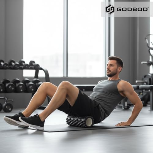 Foam Roller - Deep Tissue Medium Density Muscle Massager with Myofascial Trigger Point Release, Back Massage Roller for Soreness and Mobility 13 x 5.5 Inch, with eBook - color: Black