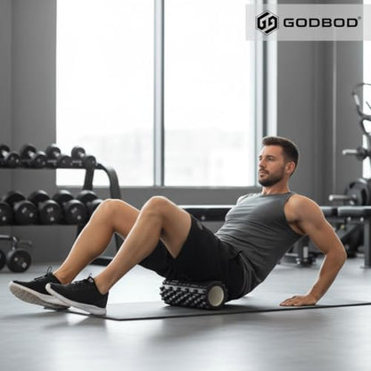 Foam Roller - Deep Tissue Medium Density Muscle Massager with Myofascial Trigger Point Release, Back Massage Roller for Soreness and Mobility 13 x 5.5 Inch, with eBook - color: Black