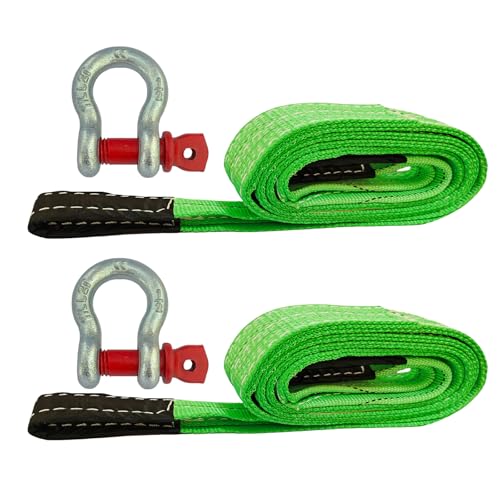 HENBOW Lift Sling Straps|2" × 6.5' Web Sling Strap with D Ring Shackles|4400Lbs Safety Work Load and 17600Lbs Breaking Load| Recovery Strap for Hoist Car Tree Saver Winch Recovery(2 Pack) - size: 2 Inch × 6.5 FT