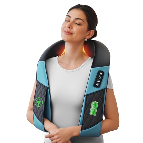 COMFIER 2026 업그레이드된 무선 목 및 어깨 지압 마사지기, 열 포함