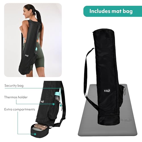 Yoga Mat 5mm Thick – Non Slip Exercise Workout Pad, PU Natural Rubber Grip, Extra Large 183x68 cm, Pilates Fitness Training, Includes Strap & Carry Bag - color: GRAY