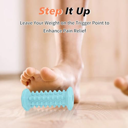 Green Foot Massager Roller for Plantar Fasciitis, Arch Heel Pain Relief | Deep tissue massage for feet, calf, arch and heel pain. for plantar fasciitis relief, home, office and travel use - color: Green