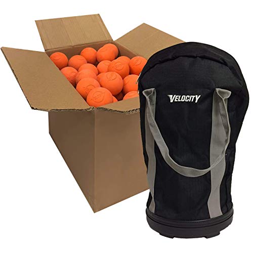 Velocity Lacrosse Balls - Practice Balls, Official NFHS, SEI, and College Approved Size - Meets NOCSAE Standard - Approved Competition Colors - Case of 60 & 120 with Ball Bag - color: Orange, size: 120 Balls + Bag, style: Practice Ball