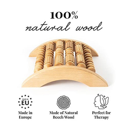 Tuuli Accessories - Wooden Foot Massager, Grooved Muscle Roller, Helps Ease Muscle Tension and Improve Blood Circulation, Natural Wood Therapy Massage Tools, 29 x 24.5 cm - size: XL